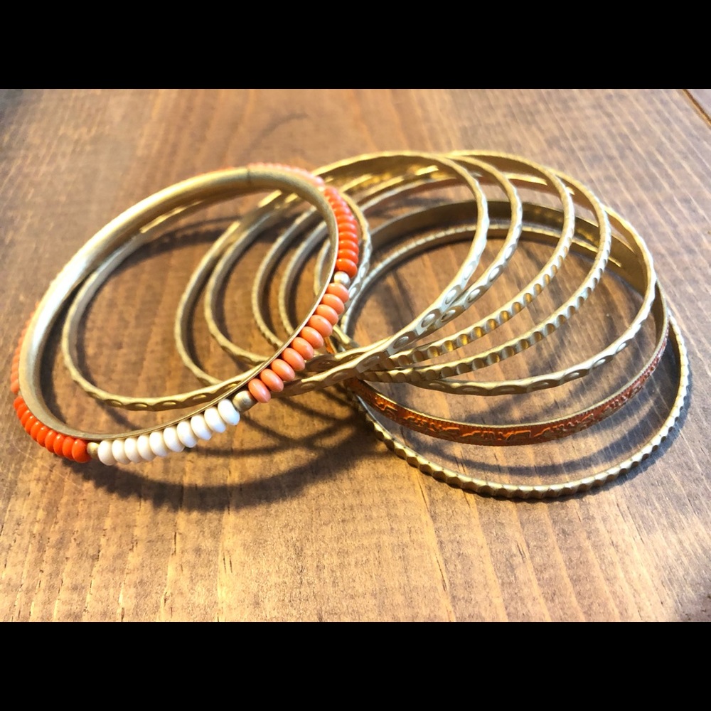 Orange and Gold colored bangle set